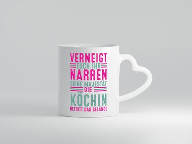 Verneigt euch: Köchin | Chefköchin | Chefkoch - Herz Tasse Weiß