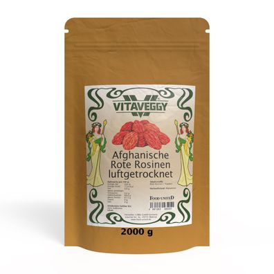 Vitaveggy Kischmisch Rosinen 2kg Rot luftgetrocknet aus Afghanistan von Food-United