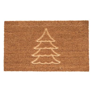 Clayre & Eef Türmatte 75x45 cm Braun PVC-Kokosfaser Rechteck Weihnachtsbaum