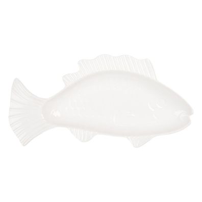 Clayre & Eef Schale Fisch 150 ml Weiß Keramik (Gr. 30x15x3 cm / 150 ml)