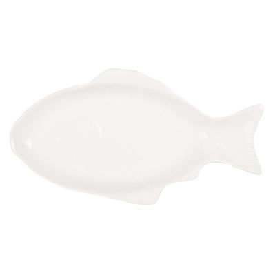 Clayre & Eef Schale Fisch 375 ml Weiß Keramik (Gr. 36x18x4 cm / 375 ml)