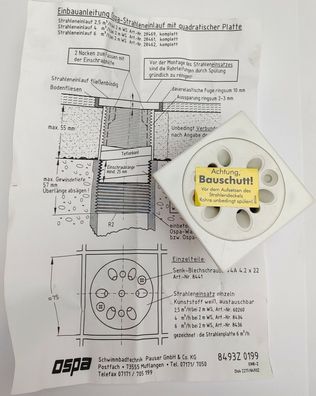 OSPA Strahleneinlauf Düse eckig 6 m³/h 2m WS 6-strahlig Kunststoff Pool 28462