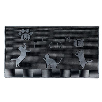 Clayre & Eef Türmatte 75x45 cm Schwarz Gummi Rechteck Katzen (Gr. 75x45x1 cm)