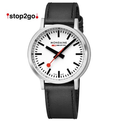 Mondaine MST.4101B. LB Armbanduhr stop2go BackLight Saphirglas, 41mm