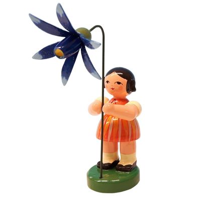 Blumenmädchen \"Marie\" orange gestreift, Blume blau - 232/103/35
