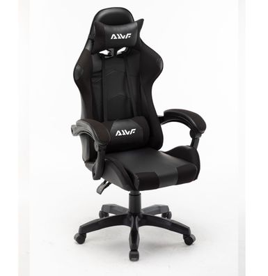 AJWF Verstellbarer ergonomischer Gaming-Stuhl, gepolsterter Bürostuhl mit Fußmatten