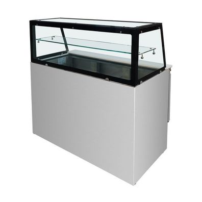 Saladette 3 Türen,137 x 70 gerader Glasaufbau, Klarglas mit schwarzem Rand