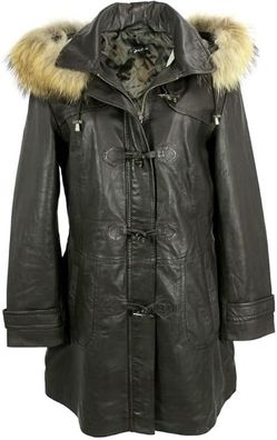 Schöner Julia S. Roma Damen Raccoon Leder Kurzmantel Gr. 38 Neu mit Etikett