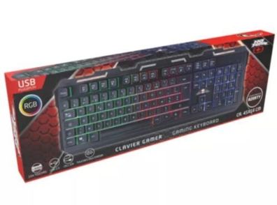 No Fear LED Gaming Keyboard AZERTY not QWERTY 104 Membrane RGB Lighting USB NEW