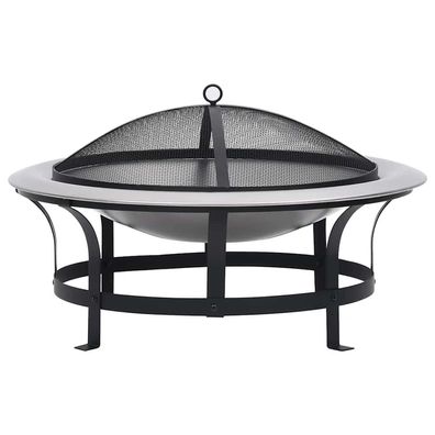 vidaXL Garten-Feuerschale mit Grill Edelstahl 76 cm