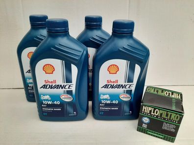 Shell Advance AX7 4T 10W-40 / Ölfilter Yamaha YZF 1000 Thunder Ace Bj 96 - 02