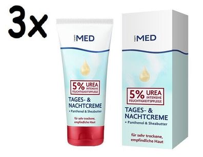 ReAm MED Tages Nacht Gesicht Creme UREA 5% Sheabutter, 3x 50ml