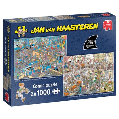 Jumbo Spiele 1110100647 Jan van Haasteren - How not to DIY (2 x 1000 Teile)