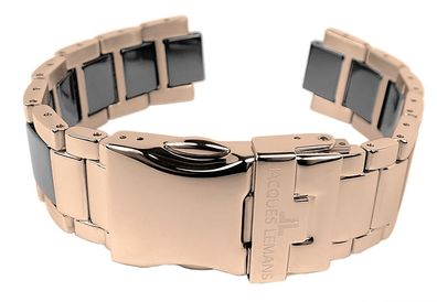 Jacques Lemans | Uhrenarmband, Edelstahl/Ceramic, rosé/schwarz 40-3 C