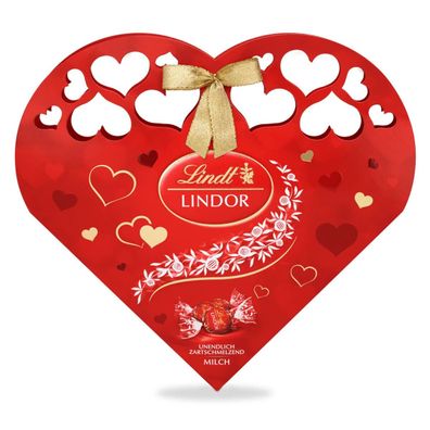 Lindt Lindor Kugeln Vollmilch Herz 14Stück Valentinstag Geschenk, 112g