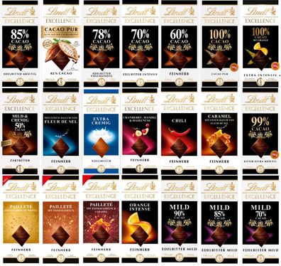 Lindt Excellence Verschiedene Tafel, Große Auswahl, 100g