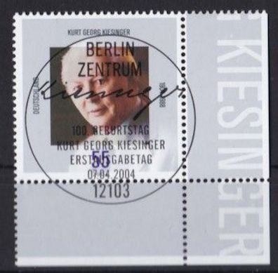 BRD 2004 gestempelt ESST Ecke unten rechts MiNr. 2396 Kurt Georg Kiesinger