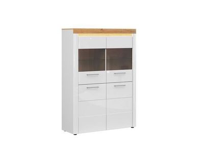 BLACK RED WHITE Vitrinenschrank Horton | Standvitrine | 42 x 119 x 166 cm, Weiss