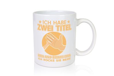 Papa und Bonus Papa | Vatertag Tasse | Stiefvater - Tasse Weiß