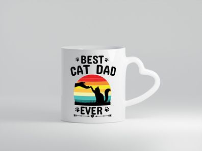 Best Cat Dad Ever - Herz Tasse Weiß