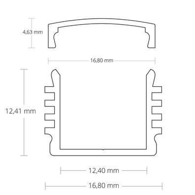 GX-PL5 LED AUFBAU-Profil 200 cm, hoch, LED Stripes max. 12mm, silber