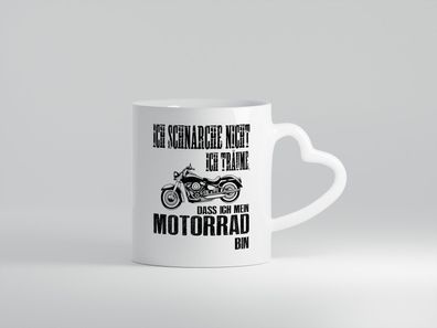 Ich schnarche nicht | Biker Tasse | Motorradfahrer - Herz Tasse Weiß