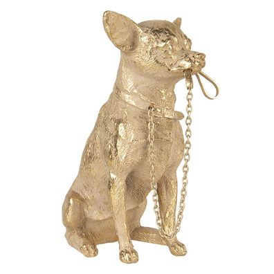 Clayre & Eef Figur Hund 13x9x18 cm Goldfarbig Polyresin (Gr. 13x9x18 cm)