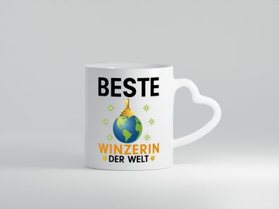 Welt Beste Winzerin | Weinbauer | Wein - Herz Tasse Weiß