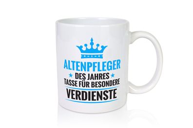 Besonderer Verdienst: Altenpfleger | Pflegepersonal - Tasse Weiß