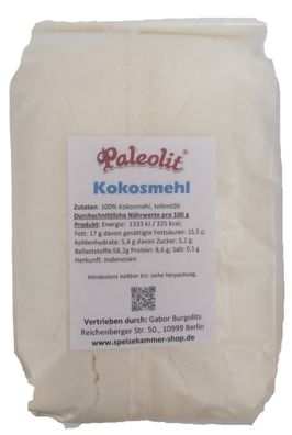 1 kg Kokosmehl Cocos Mehl Top Qualität Glutenfrei Teilentölt