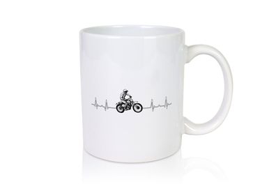 Motocross Herzschlag | Dirt Bike | Biker | Cross Rennen - Tasse Weiß