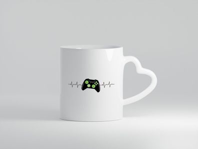 Controller Herzschlag | Heartbeat | Gamer - Herz Tasse Weiß