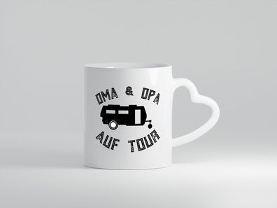 Oma & Opa auf Tour | Großeltern| Reisen - Herz Tasse Weiß