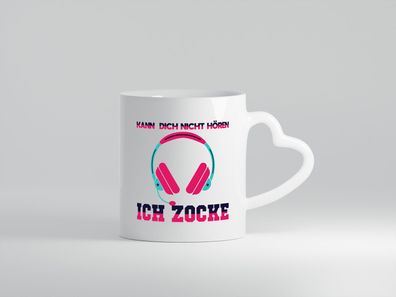 Kann dich nicht hören | Gamer | Zocker | Gaming - Herz Tasse Weiß