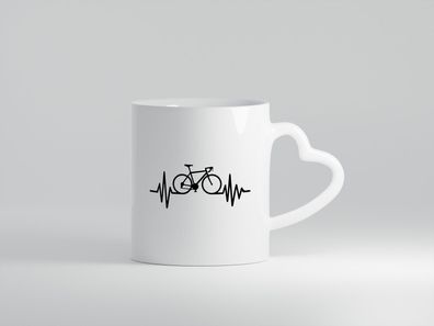 Herzschlag | Heartbeat | Fahrad | Fahradfahrer - Herz Tasse Weiß
