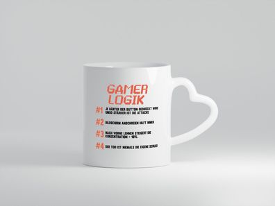 Gamer logik | Zocker | Spielregeln | Freunde - Herz Tasse Weiß