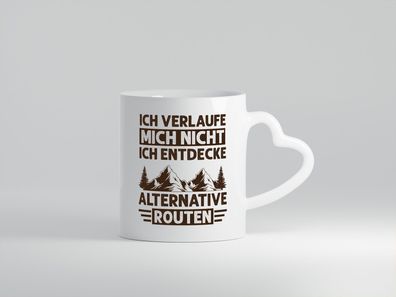 Nicht verlaufen, alternative Routen entdecken | Berge | Wald - Herz Tasse Weiß