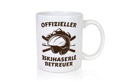 Offizieller Skihaserl Betreuer | Skihelm | Skistöcke | Berge - Tasse Weiß