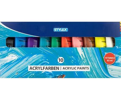 Acrylfarben matt 10 Tuben 10 Farben 1 Tube 83 ml Wasserbasis wasserfest