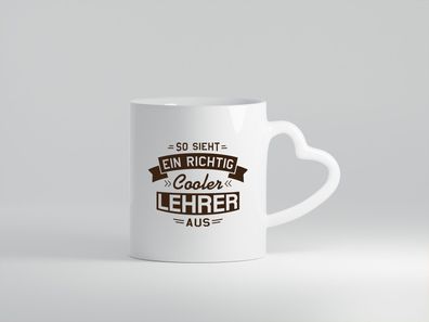 Cooler Lehrer | Pfeile | Striche - Herz Tasse Weiß