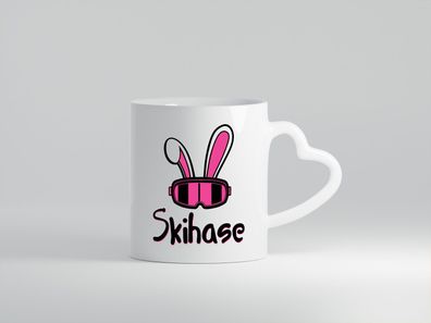 Skihase | Hasenohren | Ski-Brille - Herz Tasse Weiß