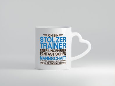 Stolzer Trainer einer fantastischen Mannschaft | Striche - Herz Tasse Weiß