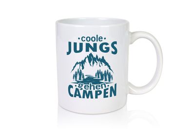 Coole Jungs gehen Campen | Berge | See - Tasse Weiß