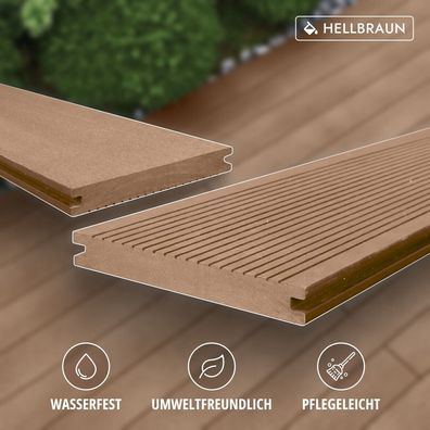 WPC Terrassendielen Premium Massiv Diele 20 x 140 mm bodenfliesen, Länge 1m-1.5m