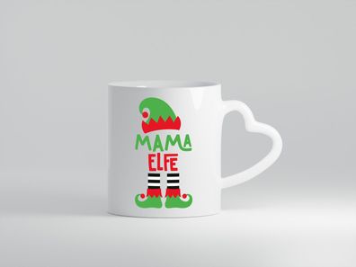 Weihnachtself | Weihnachten | Mama | Mütze | Stiefel - Herz Tasse Weiß