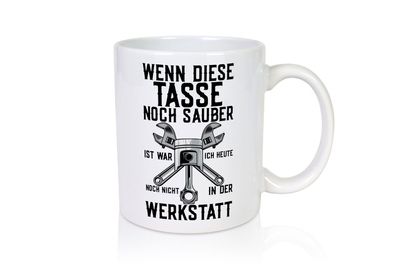 Werkstatt | KFZ Mechaniker | Auto | Werkzeug | Zahnrad - Tasse Weiß