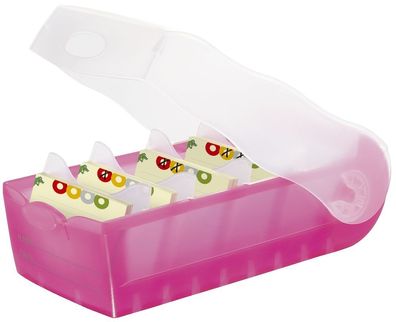 HAN 998-663 Karteibox CROCO - A8 quer, für 500 Karten, pink-transluzent