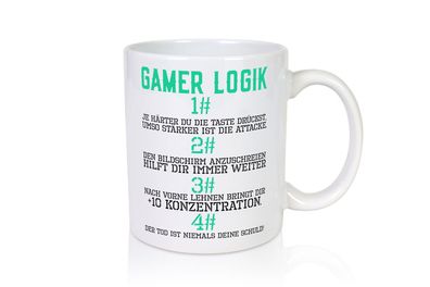 Gamer Logik | Gaming Regeln | Zocker | PC | Nerd | Freunde - Tasse Weiß