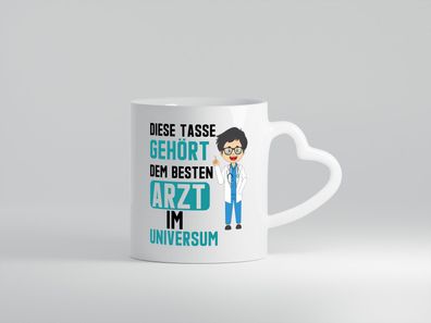 Bester Arzt im Universum | Ärzte | Doktor | Krankenhaus - Herz Tasse Weiß