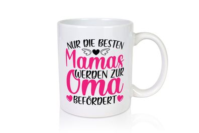 Mamas zur Oma befördert | Herzen | Flügel - Tasse Weiß